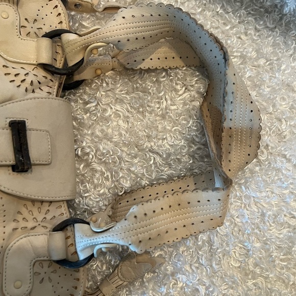 SALVATORE FERRAGAMO Leather Neutral Perforated Shoulder Bag - Picture 6 of 14